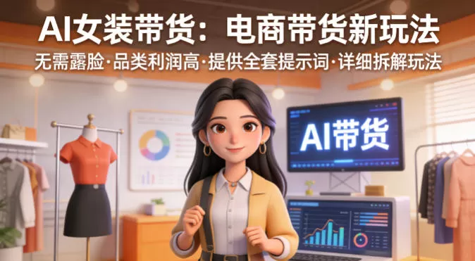 AI女装带货，电商带货新玩法，无需露脸，品类利润高，提供全套提示词，详细拆解玩法网创资源-中创网-冒泡网-福缘网长青创习社