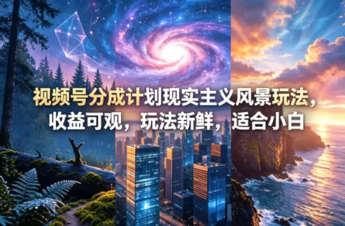 视频号分成计划现实主义风景玩法，收益可观，玩法新鲜，适合小白网创资源-中创网-冒泡网-福缘网长青创习社