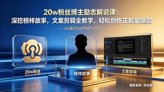 20w粉丝博主励志解说课:深挖榜样故事,文案剪辑全教学,轻松创作正能量爆款网创资源-中创网-冒泡网-福缘网长青创习社