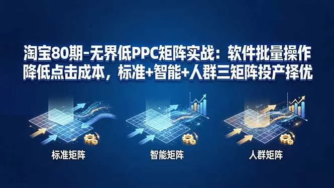 （17987期）淘宝80期-无界低PPC矩阵实战：软件批量操作降低点击成本，标准+智能+人群三矩阵投产择优网创资源-中创网-冒泡网-福缘网长青创习社