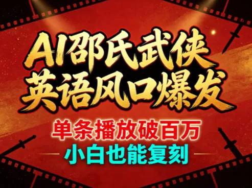 AI邵氏武侠英语风口爆发，单条播放破百万，小白也能复刻网创资源-中创网-冒泡网-福缘网长青创习社