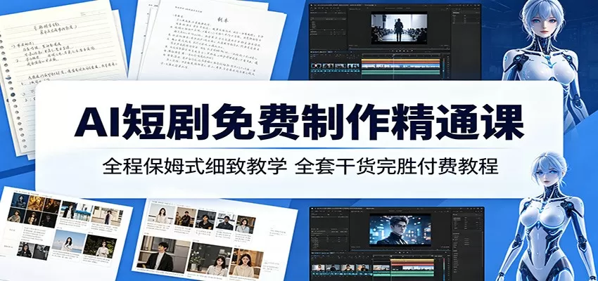 AI短剧免费制作精通课：全程保姆式细致教学，全套干货完胜付费教程网创资源-中创网-冒泡网-福缘网长青创习社