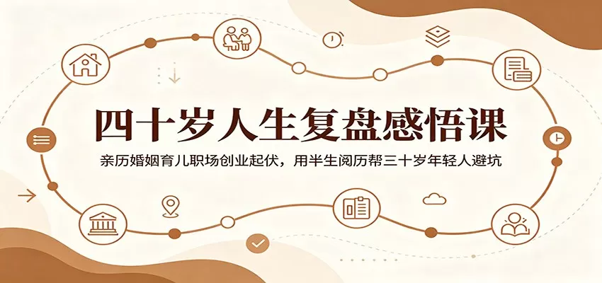 四十岁人生复盘感悟课：亲历婚姻育儿职场创业起伏，用半生阅历帮三十岁年轻人避坑网创资源-中创网-冒泡网-福缘网长青创习社