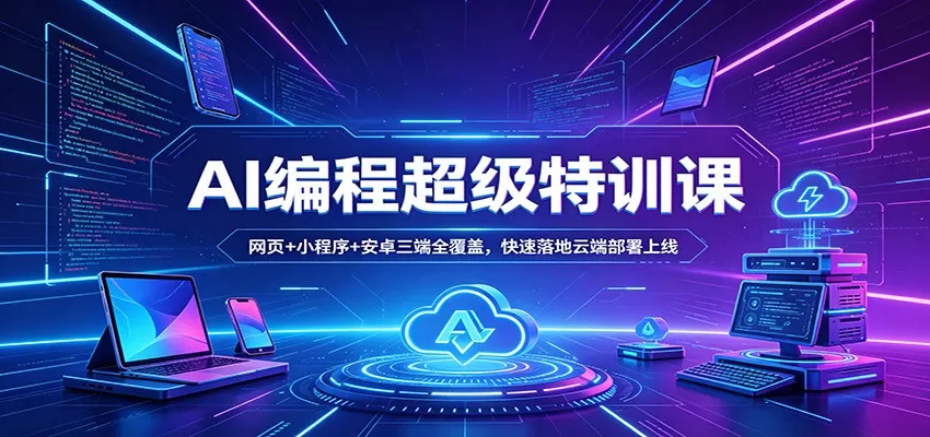 AI编程超级特训课：网页+小程序+安卓三端全覆盖，快速落地云端部署上线网创资源-中创网-冒泡网-福缘网长青创习社