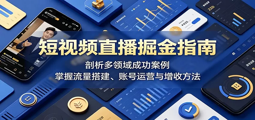 短视频直播掘金指南：剖析多领域成功案例，掌握流量搭建、账号运营与增收方法网创资源-中创网-冒泡网-福缘网长青创习社