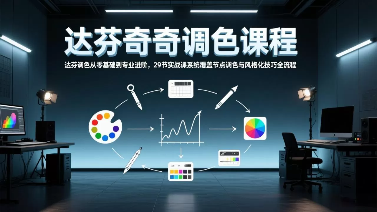 达芬奇调色从零基础到专业进阶，29节实战课系统覆盖节点调色与风格化技巧全流程网创资源-中创网-冒泡网-福缘网长青创习社