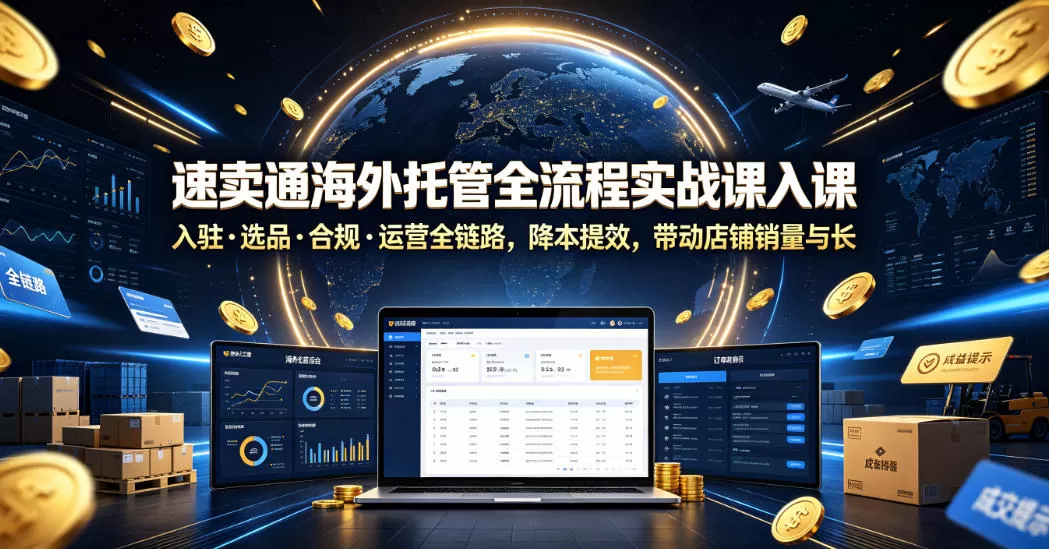 速卖通海外托管全流程实战课入驻・选品・合规・运营全链路，降本提效，带动店铺销量与收益增长网创资源-中创网-冒泡网-福缘网长青创习社