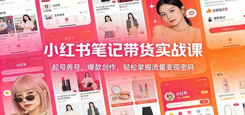 小红书笔记带货实战课：起号养号，爆款创作，轻松掌握流量变现密码网创资源-中创网-冒泡网-福缘网长青创习社