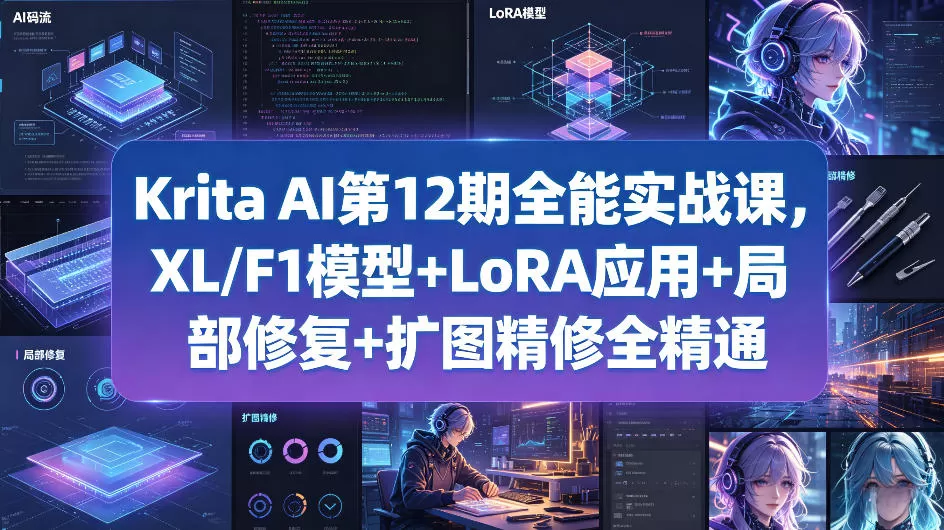 Krita AI第12期全能实战课，XL/F1模型+LoRA应用+局部修复+扩图精修全精通网创资源-中创网-冒泡网-福缘网长青创习社