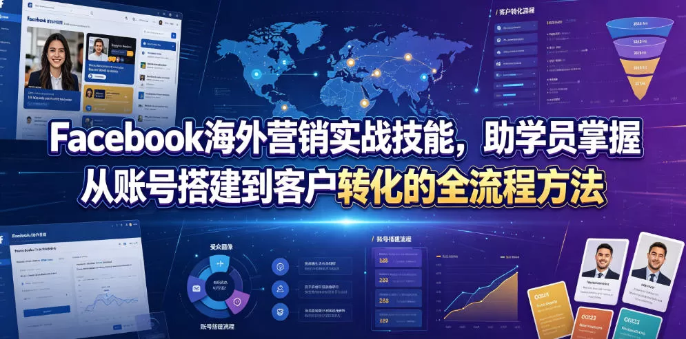 Facebook海外营销实战技能，助学员掌握从账号搭建到客户转化的全流程方法网创资源-中创网-冒泡网-福缘网长青创习社