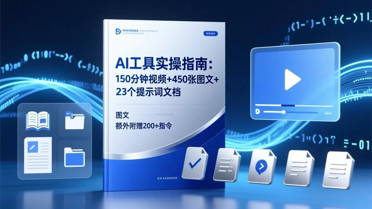 AI工具实操指南：150分钟视频+450张图文+23个提示词文档，额外附赠200+指令网创资源-中创网-冒泡网-福缘网长青创习社