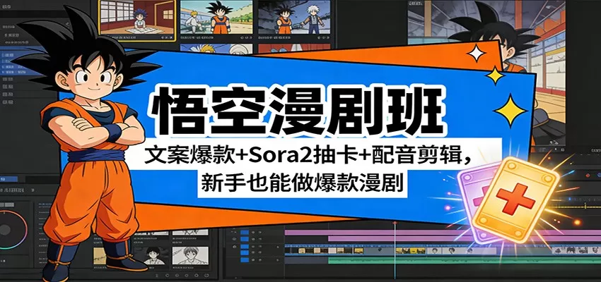 悟空漫剧班：文案爆款+Sora2抽卡+配音剪辑，新手也能做爆款漫剧网创资源-中创网-冒泡网-福缘网长青创习社