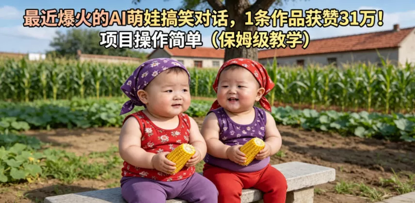 最近爆火的AI萌娃搞笑对话,1条作品获赞31W,项目操作简单(保姆级教学)网创资源-中创网-冒泡网-福缘网长青创习社