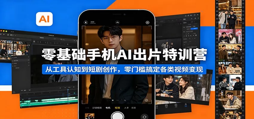 零基础手机AI出片特训营：从工具认知到短剧创作，零门槛搞定各类视频变现网创资源-中创网-冒泡网-福缘网长青创习社