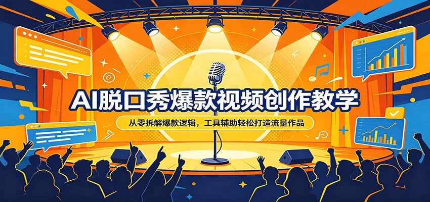 AI脱口秀爆款视频创作教学：从零拆解爆款逻辑，工具辅助轻松打造流量作品网创资源-中创网-冒泡网-福缘网长青创习社