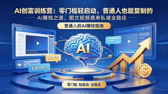 AI创富训练营：零门槛轻启动，普通人也能复制的AI赚钱之道，图文视频商单私域全路径网创资源-中创网-冒泡网-福缘网长青创习社