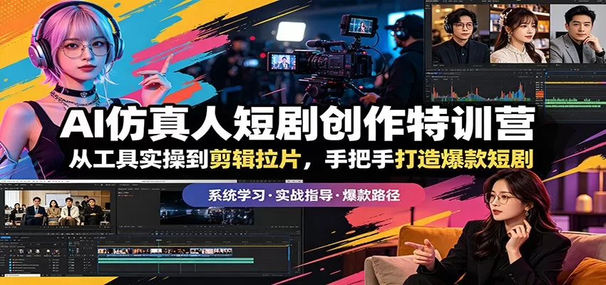 AI仿真人短剧创作特训营:从工具实操到剪辑拉片,手把手打造爆款短剧网创资源-中创网-冒泡网-福缘网长青创习社