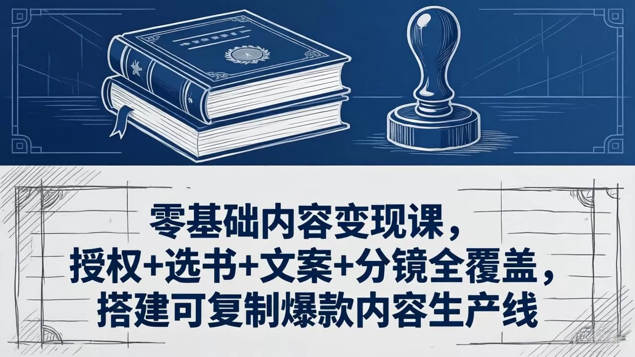 零基础内容变现课，授权+选书+文案+分镜全覆盖，搭建可复制爆款内容生产线网创资源-中创网-冒泡网-福缘网长青创习社