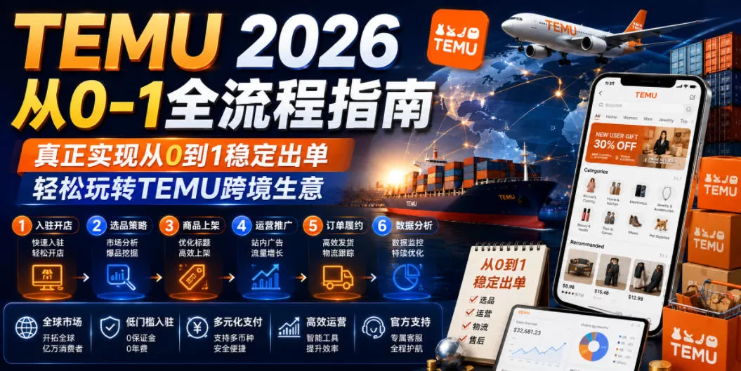 TEMU 2026从0-1全流程指南,真正实现从0到1稳定出单,轻松玩转TEMU跨境生意网创资源-中创网-冒泡网-福缘网长青创习社