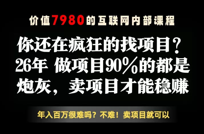 26年请不要疯狂的找项目了,卖项目远比你想象的暴利,你也可以月入10W+【揭秘】网创资源-中创网-冒泡网-福缘网长青创习社