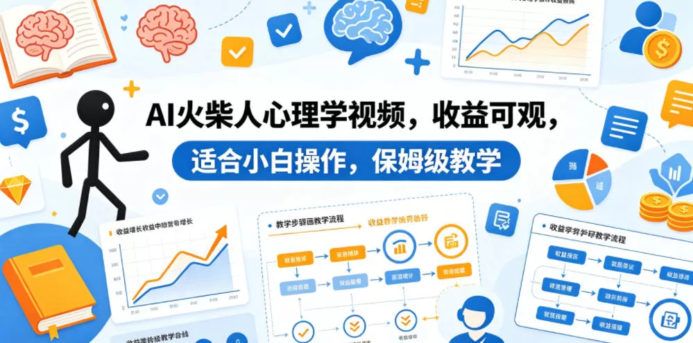 AI火柴人心理学视频,收益可观,适合小白操作,保姆级教学网创资源-中创网-冒泡网-福缘网长青创习社
