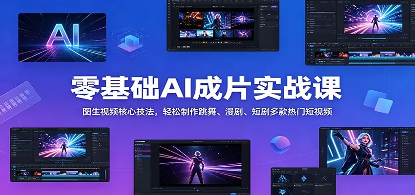 零基础AI成片实战课:图生视频核心技法,轻松制作跳舞、漫剧、短剧多款热门短视频网创资源-中创网-冒泡网-福缘网长青创习社