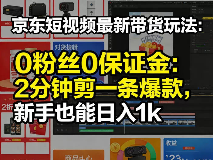 京东短视频最新带货玩法，0粉丝0保证金，2分钟剪一条爆款，新手也能日入1k+【揭秘】网创资源-中创网-冒泡网-福缘网长青创习社