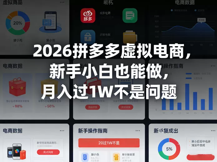2026拼多多虚拟电商，新手小白也能做，月入过1W不是问题网创资源-中创网-冒泡网-福缘网长青创习社