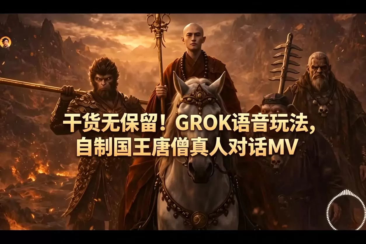 干货无保留！GROK语音玩法，自制国王唐僧真人对话MV网创资源-中创网-冒泡网-福缘网长青创习社