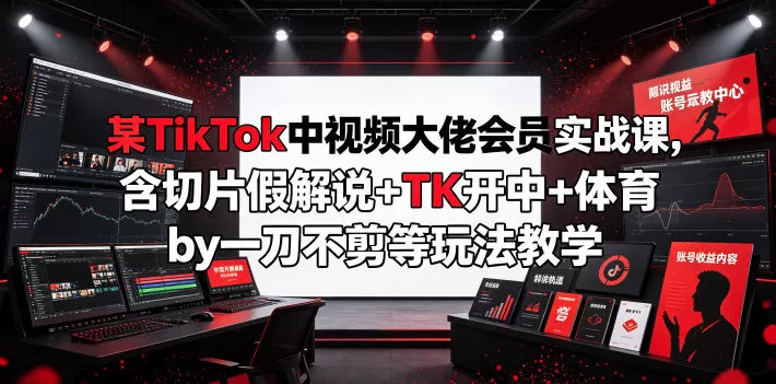 某TikTok中视频大佬会员实战课，含切片假解说+TK开中+体育by一刀不剪等玩法教学网创资源-中创网-冒泡网-福缘网长青创习社