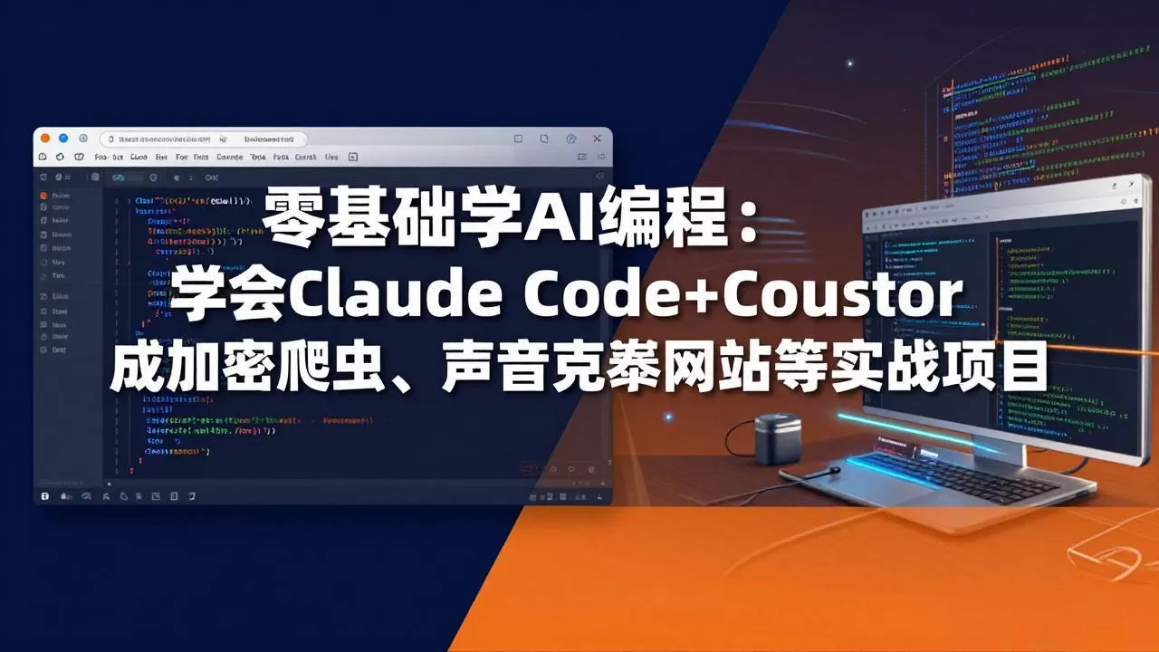 零基础学AI编程：学会Claude Code+Cursor完成加密爬虫、声音克隆网站等实战项目网创资源-中创网-冒泡网-福缘网长青创习社