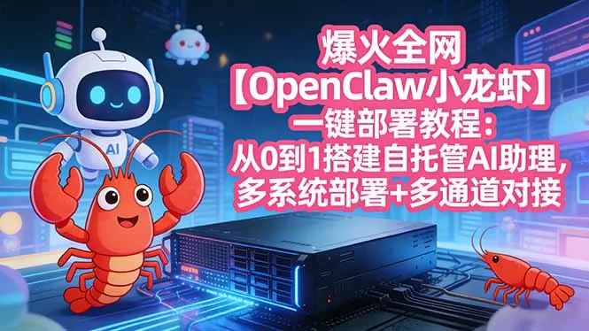 爆火全网【OpenClaw 小龙虾】一键部署教程：从0到1搭建自托管AI助理，多系统部署+多通道对接网创资源-中创网-冒泡网-福缘网长青创习社