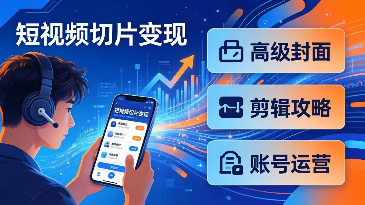 短视频切片变现速成班2.0:高级封面+剪辑攻略+账号运营,0基础小白快速入局副业网创资源-中创网-冒泡网-福缘网长青创习社