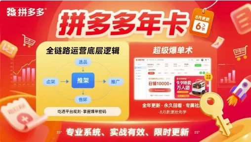 拼多多年卡，拼多多全链路运营底层逻辑，超级爆单术【更新26年6月】网创资源-中创网-冒泡网-福缘网长青创习社