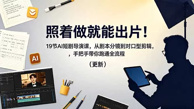 照着做就能出片！19节AI短剧导演课，从剧本分镜到对口型剪辑，手把手带你跑通全流程(更新网创资源-中创网-冒泡网-福缘网长青创习社