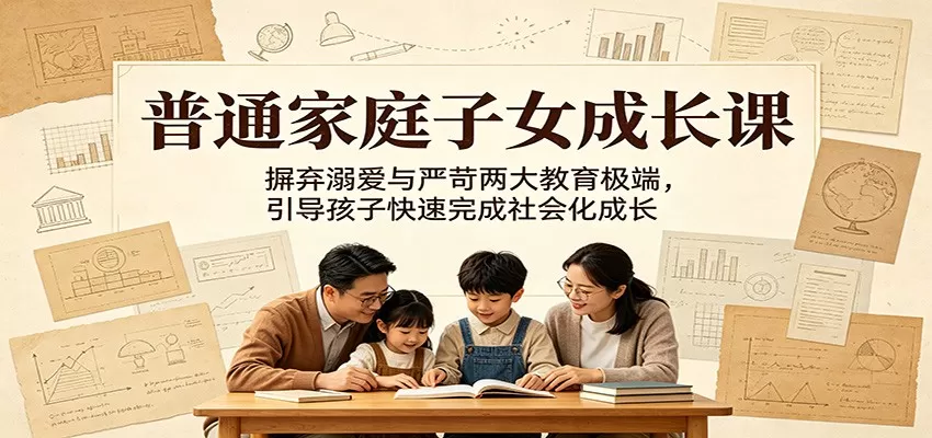 普通家庭子女成长课:摒弃溺爱与严苛两大教育极端,引导孩子快速完成社会化成长网创资源-中创网-冒泡网-福缘网长青创习社