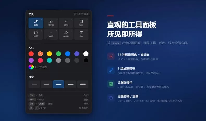 开源轻量级屏幕标注工具，1.4MB实现电脑全屏变自由画布！支持8种标注工具和全键盘操控MarkerOn网创资源-中创网-冒泡网-福缘网长青创习社