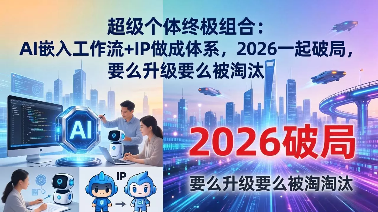 超级个体终极组合：AI嵌入工作流+IP做成体系，2026一起破局，要么升级要么被淘汰网创资源-中创网-冒泡网-福缘网长青创习社