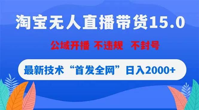 淘宝无人直播带货15.0，不封号，不违规，公域玩法，首发全网日入2000+网创资源-中创网-冒泡网-福缘网长青创习社