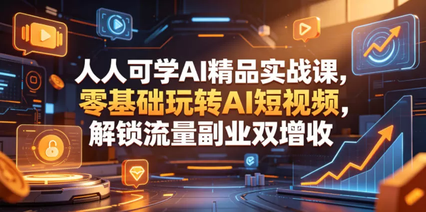 人人可学AI精品实战课,零基础玩转AI短视频,解锁流量副业双增收网创资源-中创网-冒泡网-福缘网长青创习社