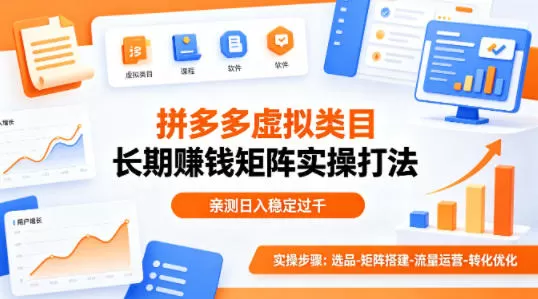 做拼多多虚拟类目想长期賺钱？这套矩阵实操打法，亲测日入稳定过千【揭秘】网创资源-中创网-冒泡网-福缘网长青创习社
