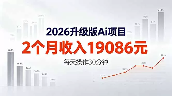 2026升级版Ai任务，2个月收入19086元，熟练后每天操作30分钟！网创资源-中创网-冒泡网-福缘网长青创习社