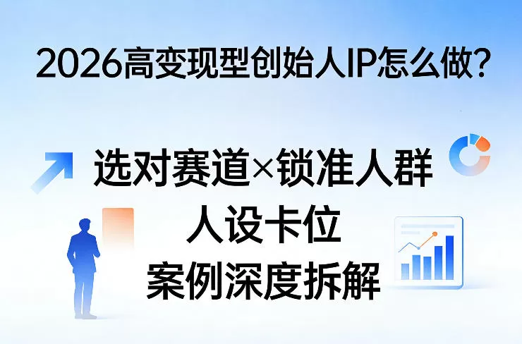 2026高变现型创始人IP怎么做？选对赛道×锁准人群×人设卡位×案例深度拆解网创资源-中创网-冒泡网-福缘网长青创习社