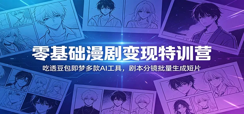 零基础漫剧变现特训营:玩转豆包即梦多款AI工具,剧本分镜批量生成短片网创资源-中创网-冒泡网-福缘网长青创习社