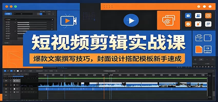 短视频剪辑实战课：爆款文案撰写技巧，封面设计搭配模板新手速成网创资源-中创网-冒泡网-福缘网长青创习社