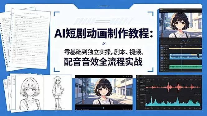 AI短剧动画制作教程:零基础到独立实操,剧本、视频、配音音效全流程实战网创资源-中创网-冒泡网-福缘网长青创习社