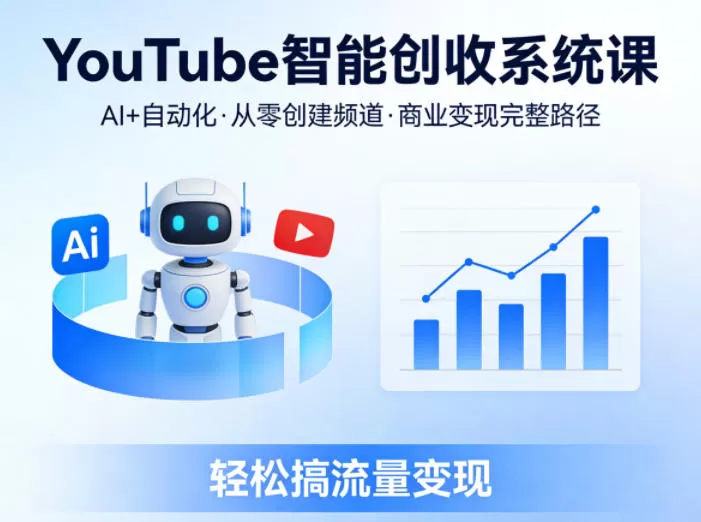 YouTube智能创收系统课，AI+自动化，从零创建YouTube频道并实现商业变现的完整路径，轻松搞流量变现网创资源-中创网-冒泡网-福缘网长青创习社