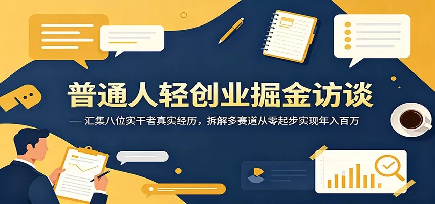 普通人轻创业掘金访谈:汇集八位实干者真实经历,拆解多赛道从零起步实现年入百万网创资源-中创网-冒泡网-福缘网长青创习社