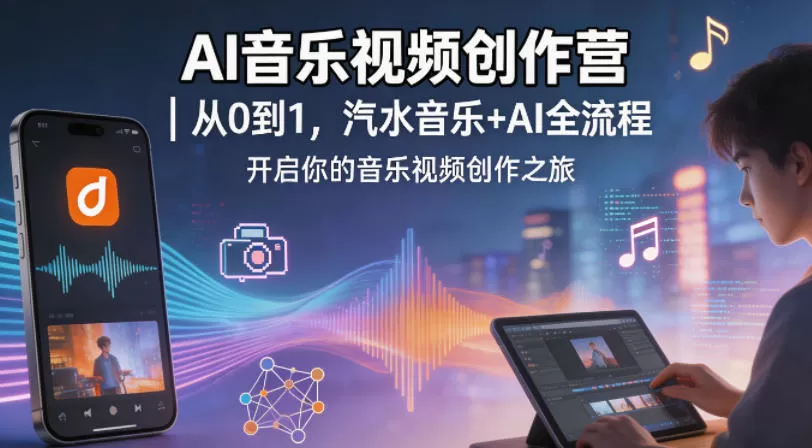 AI音乐视频创作营｜从0到1，汽水音乐+AI全流程，开启你的音乐视频创作之旅网创资源-中创网-冒泡网-福缘网长青创习社