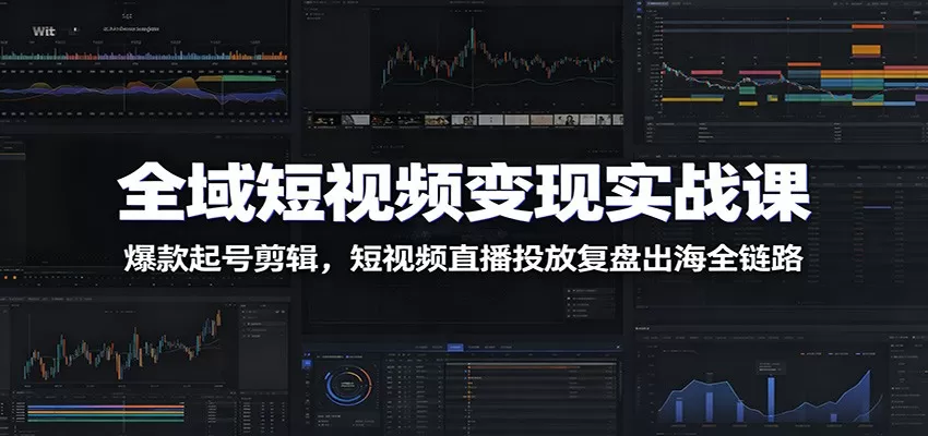 全域短视频变现实战课：爆款起号剪辑，短视频直播投放复盘出海全链路网创资源-中创网-冒泡网-福缘网长青创习社